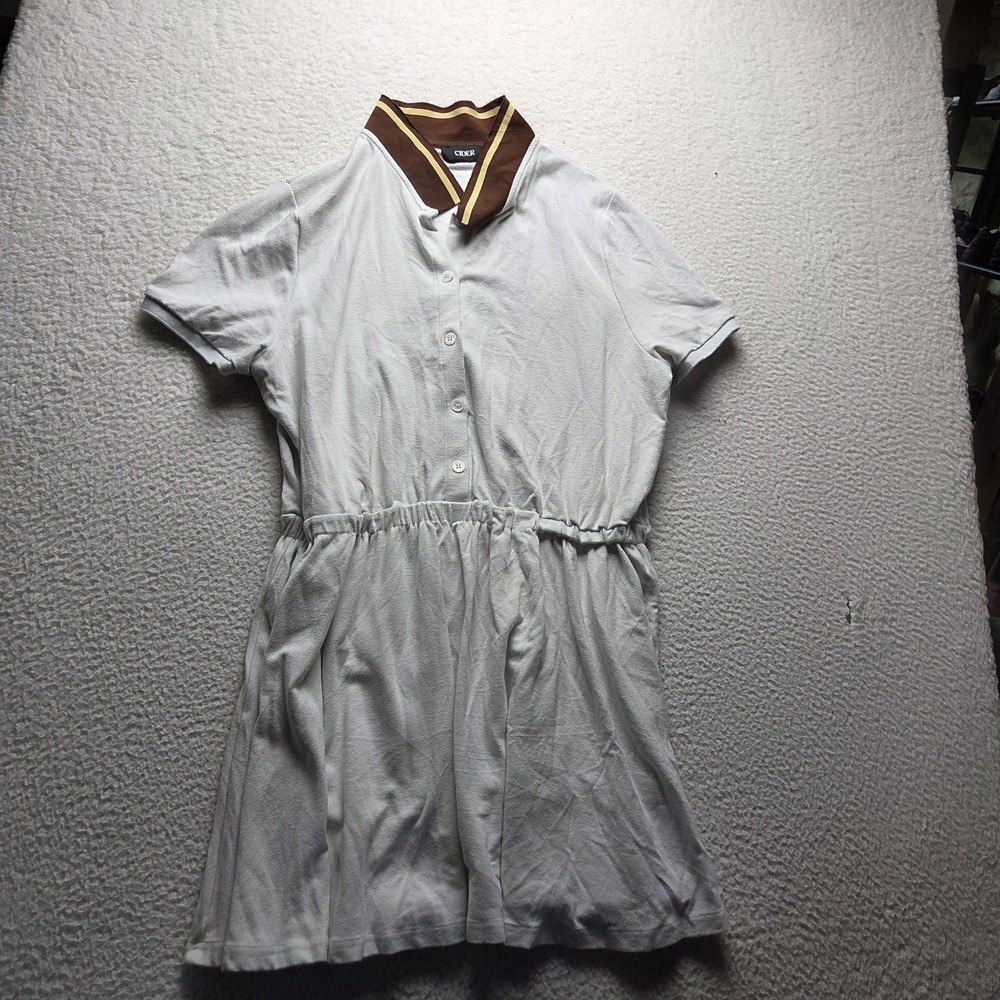Cider Shirt Dress Womens 2XL Beige Solid Short Sleeve Collared Fit & Flare